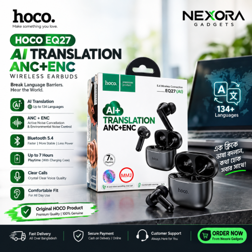 🎧 HOCO EQ27 AI Translation ANC+ENC Wireless Earbuds